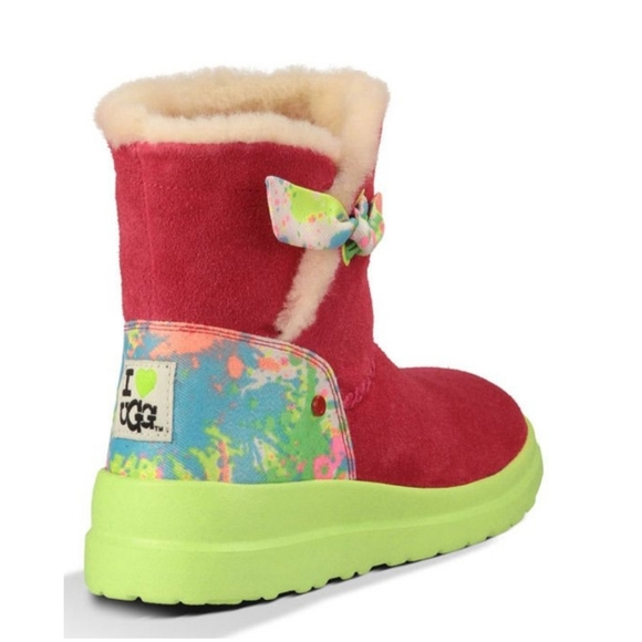 I Heart Ugg Knotty Paint Splatter Ankle Boots Shearling Sherpa Suede Boot #556 - Picture 2 of 14